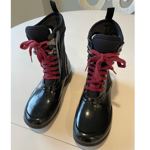 Bogs Shoes - Bogs Boots Sidney Solid Black Sz 6 Waterproof Rain Snow Lace Up Outdoors